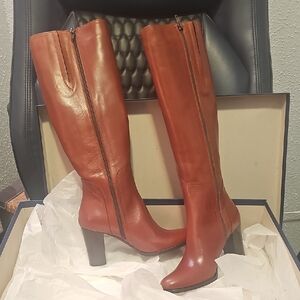 Elegant Brown Leather Knee-High Boots